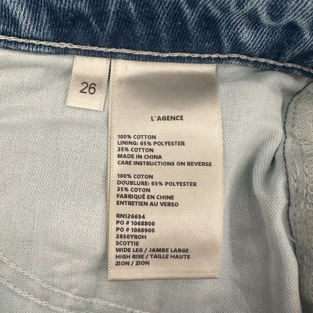 $299 L'Agence Scottie Wide Leg High Rise Jean In Zion Size 26 - Picture 10 of 10